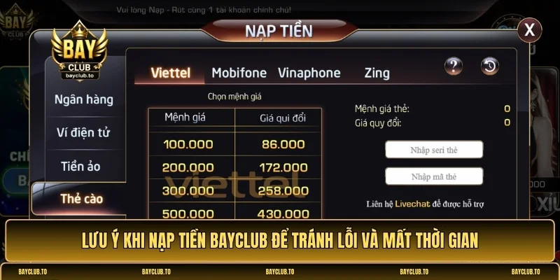 nạp tiền Bayclub