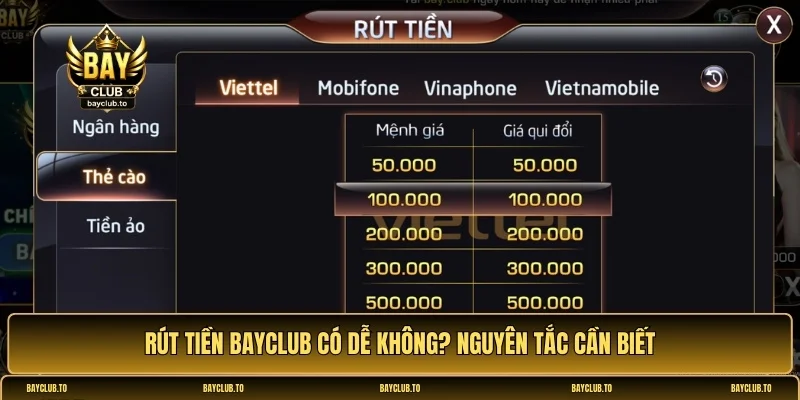 rút tiền Bayclub